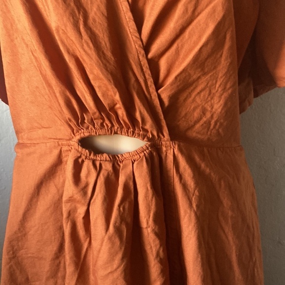 And Now This Women’s Burnt Orange Bell Ruffled Mid Sleeve Dress - Picture 5 of 9